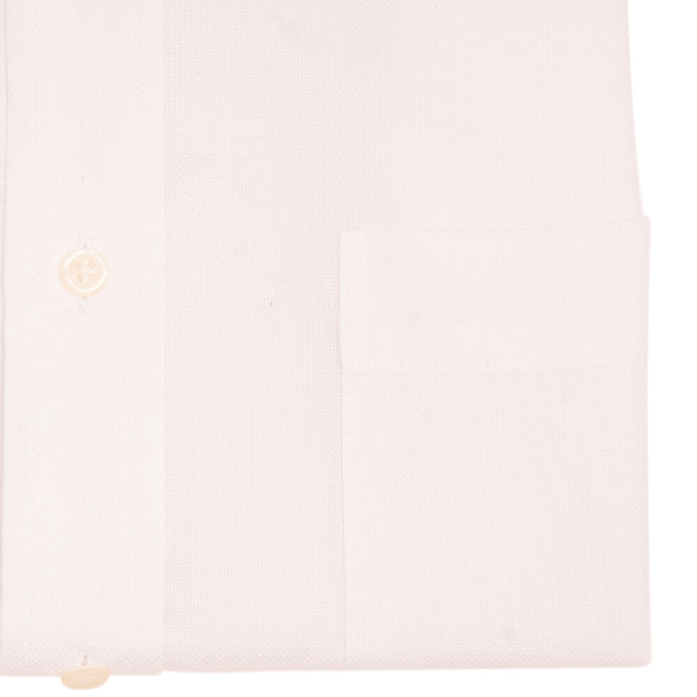 White Basketweave Tailored Fit Short Sleeve Classic Collar Shirt - Gagliardi