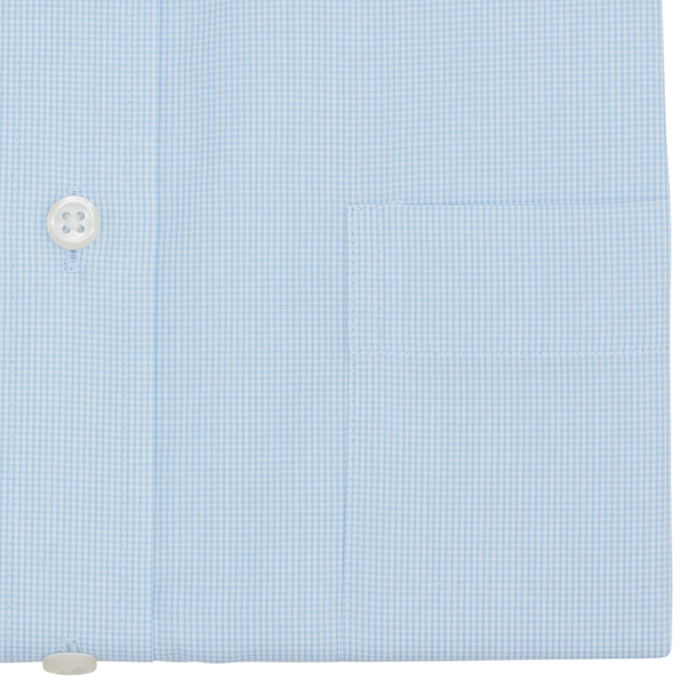 Sky Micro Gingham Tailored Fit Short Sleeve Classic Collar Shirt - Gagliardi