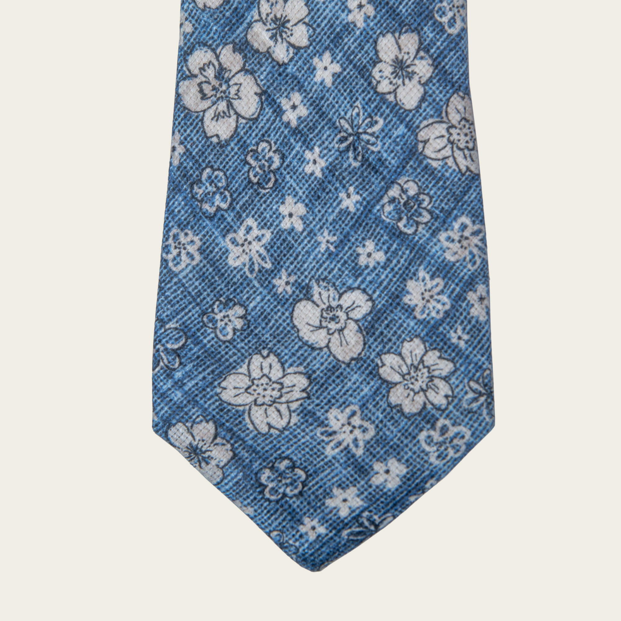 Blue With White Flowers Tie