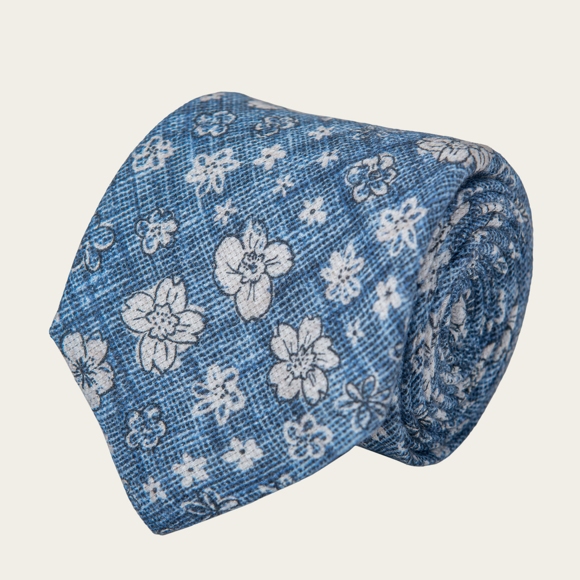 Blue With White Flowers Tie