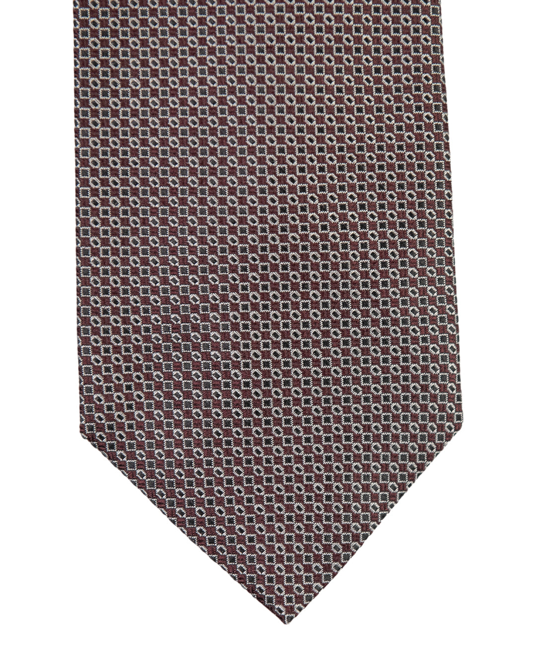 Brown Geometric Italian Silk Tie