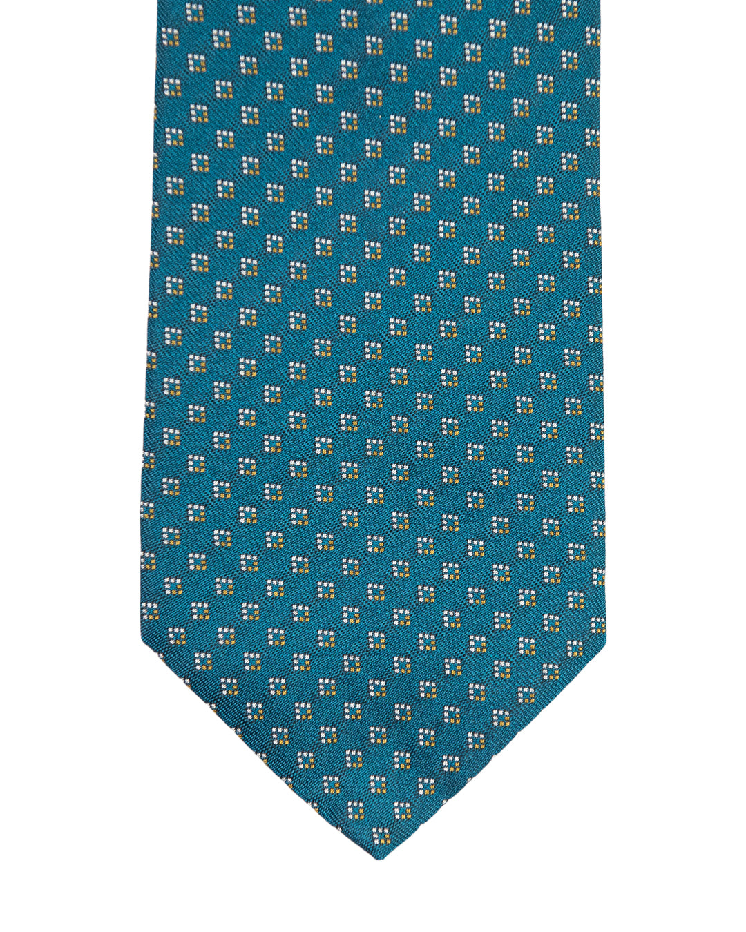 Teal Diamond Motif Italian Silk Tie