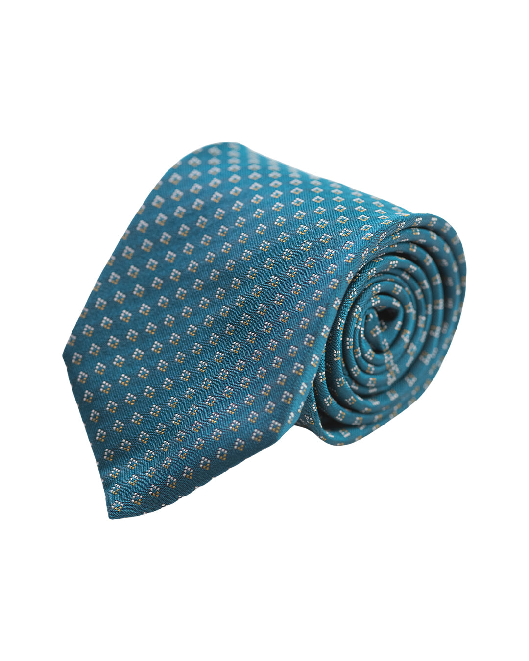 Teal Diamond Motif Italian Silk Tie