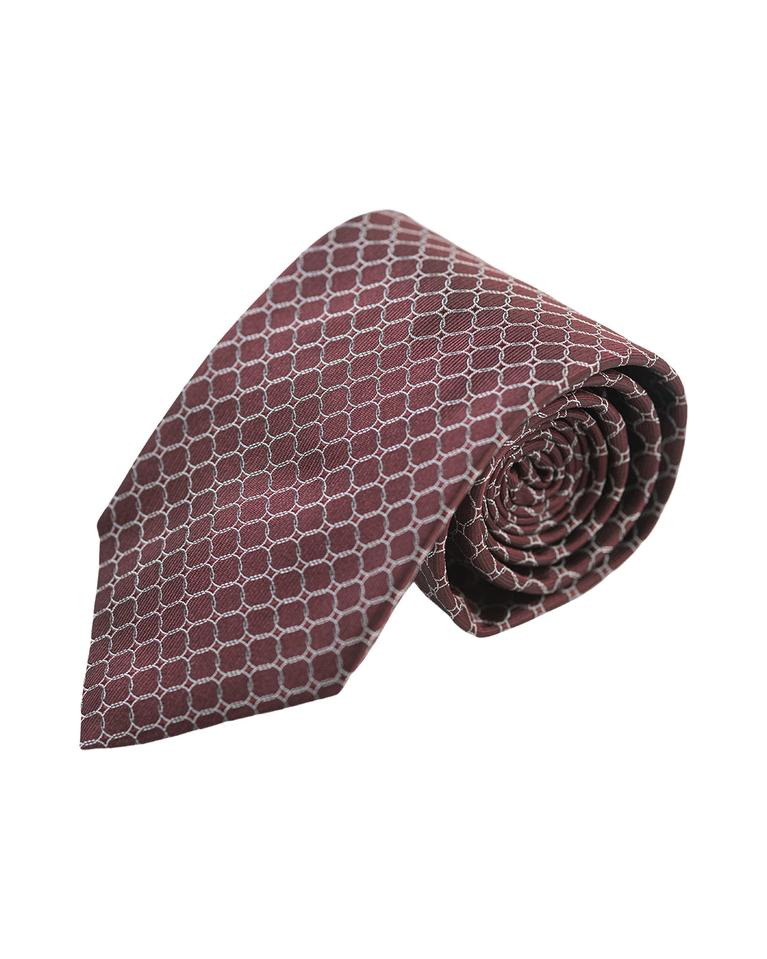 Burgundy Chain Link Design Italian Silk Tie