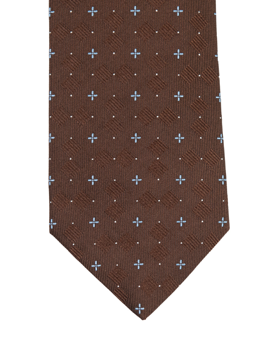 Brown Crosses & Spots Italian Silk Tie