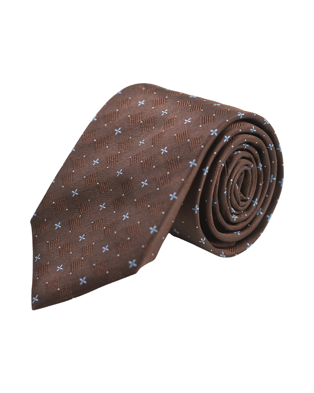 Brown Crosses & Spots Italian Silk Tie
