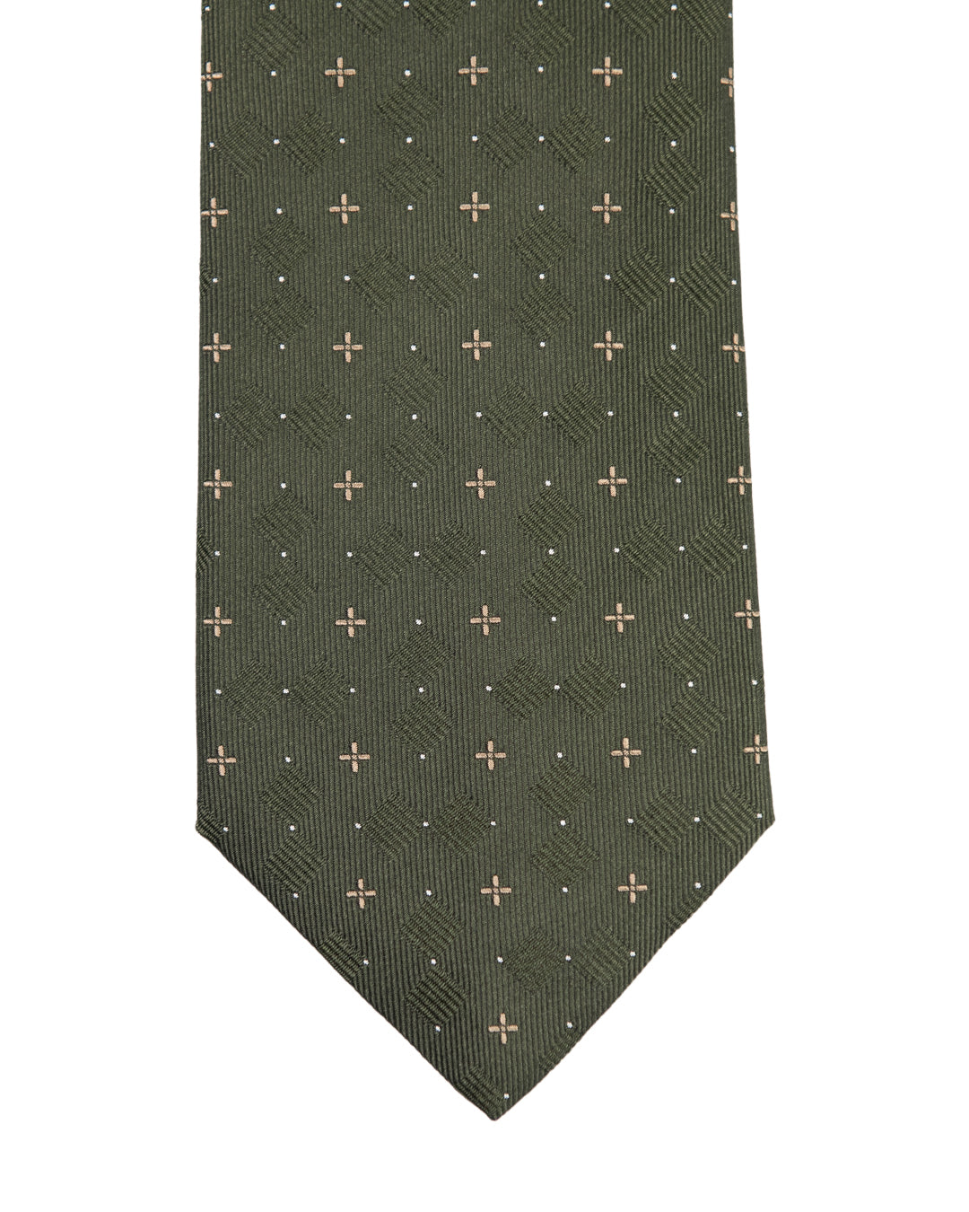 Olive Crosses & Spots Italian Silk Tie