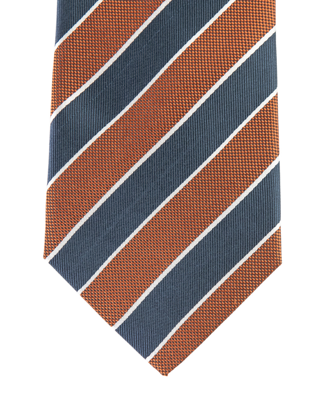 Orange Club  Stripe Italian Silk Tie