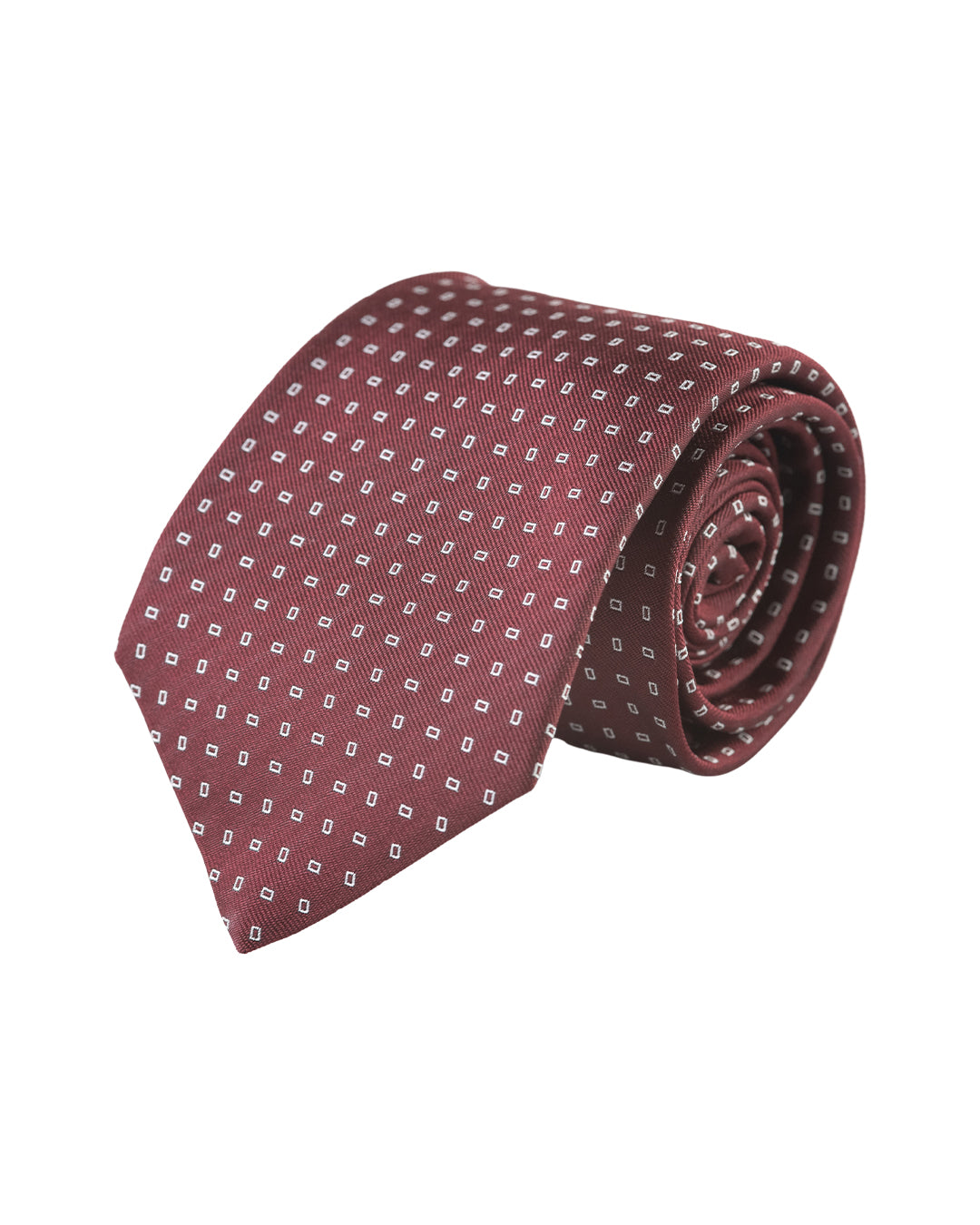 Burgundy Tie With Small Rectangles
