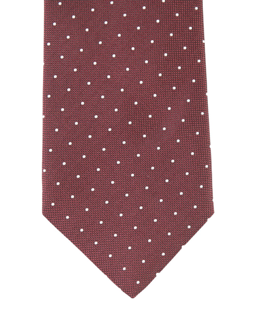 Burgundy Silk Tie With Dots