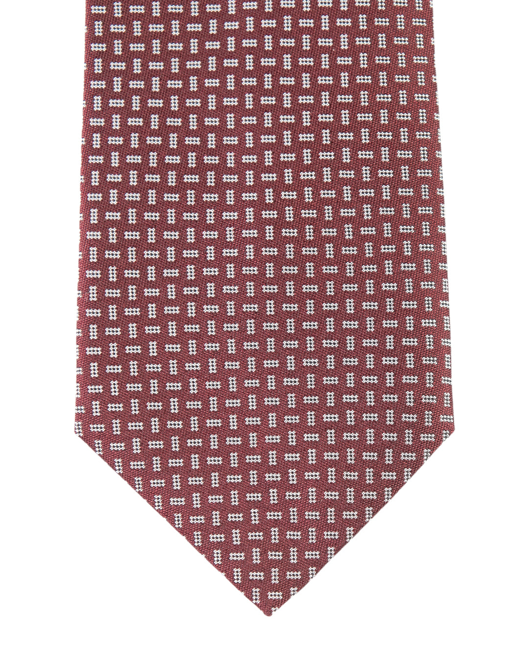 Burgundy Tie With Dotted Rectangles