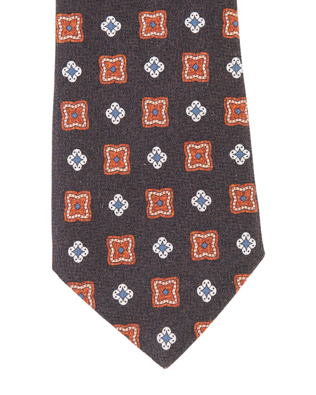 Brown Tie With Medallion Design