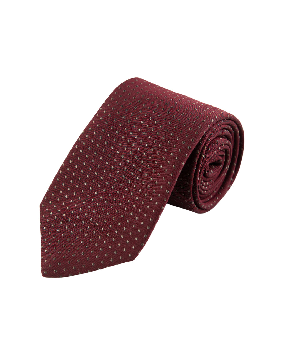 Burgundy Wool Tie With Dots
