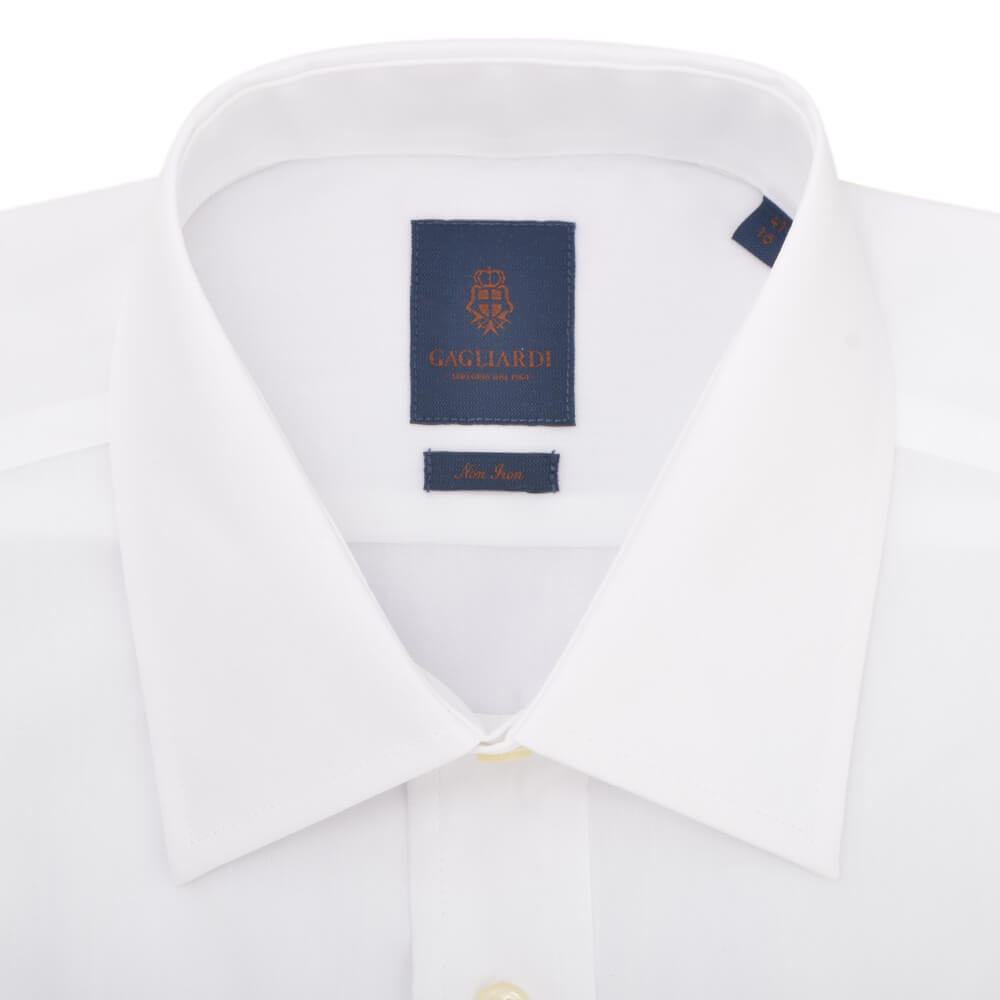 Tailored Fit White Poplin Cutaway Collar Non-iron Shirt - Gagliardi