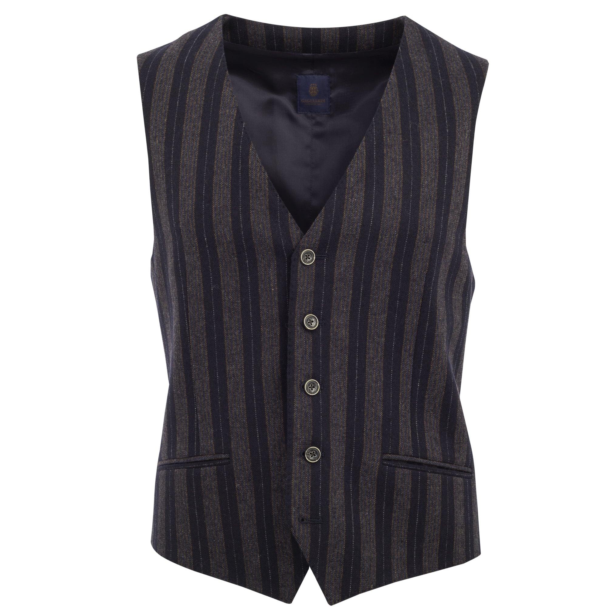 Navy With Orange Stripe Waistcoat