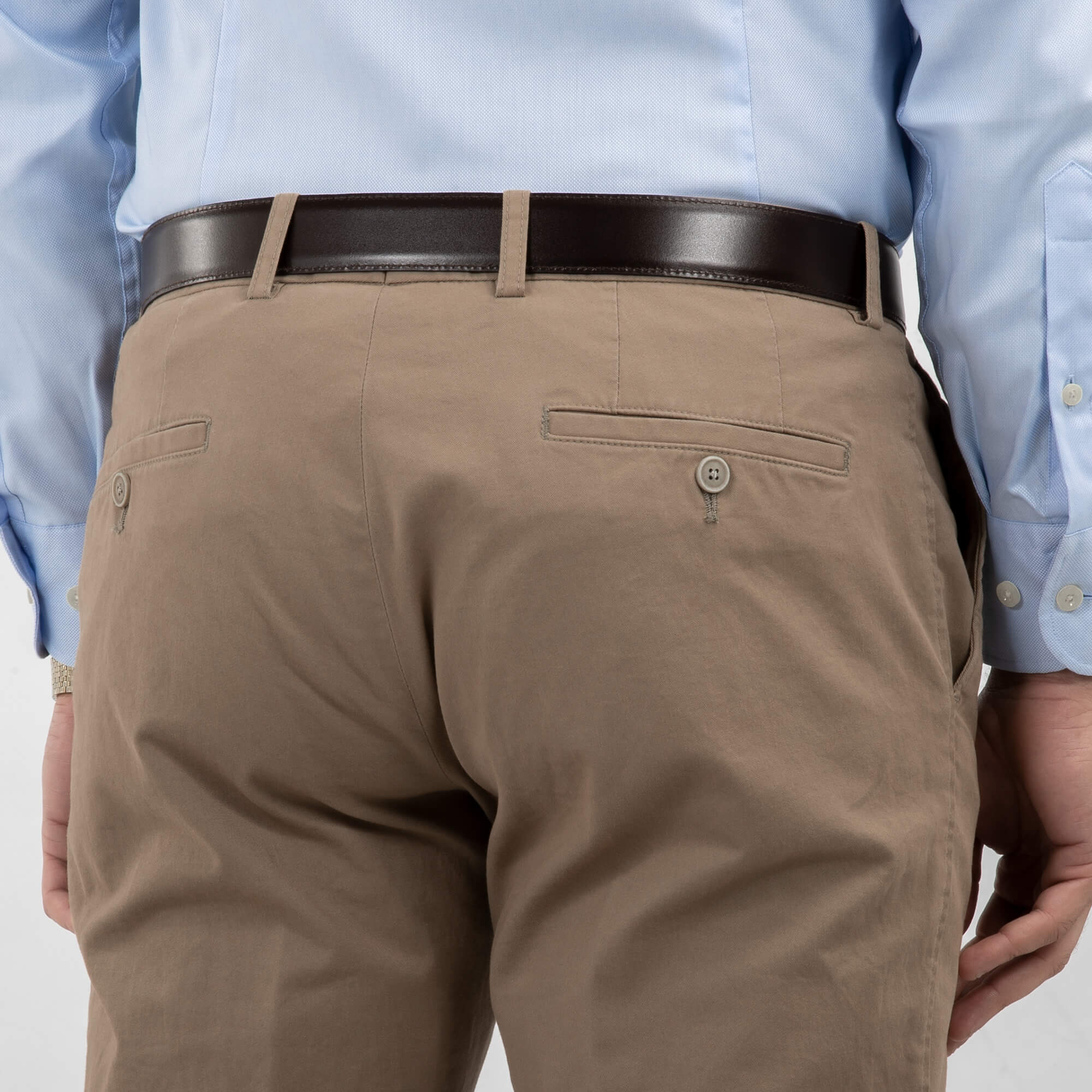 Washed Camel Cotton Twill Chino Trousers