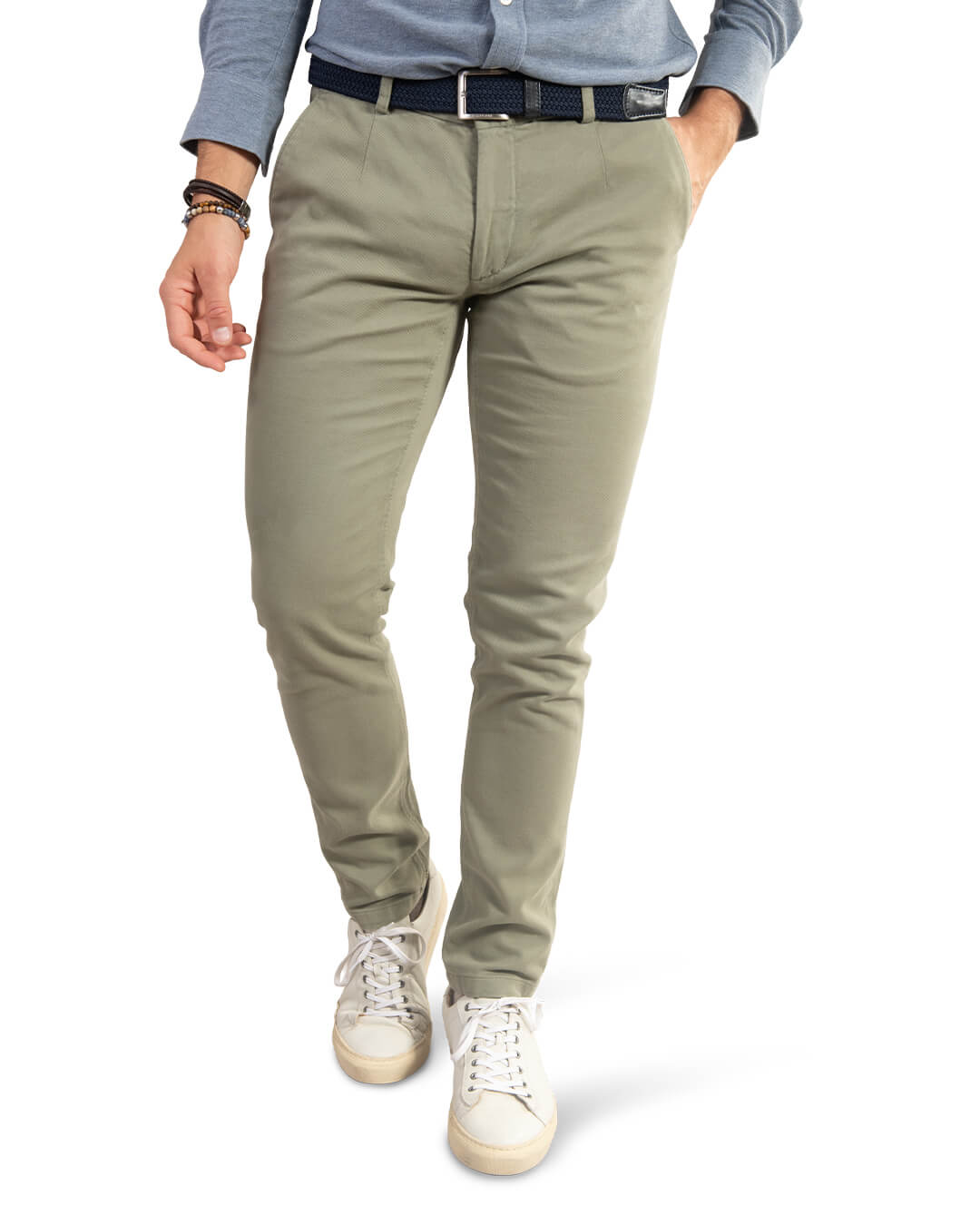 Light Olive Twill Garment Dyed Chino Trousers