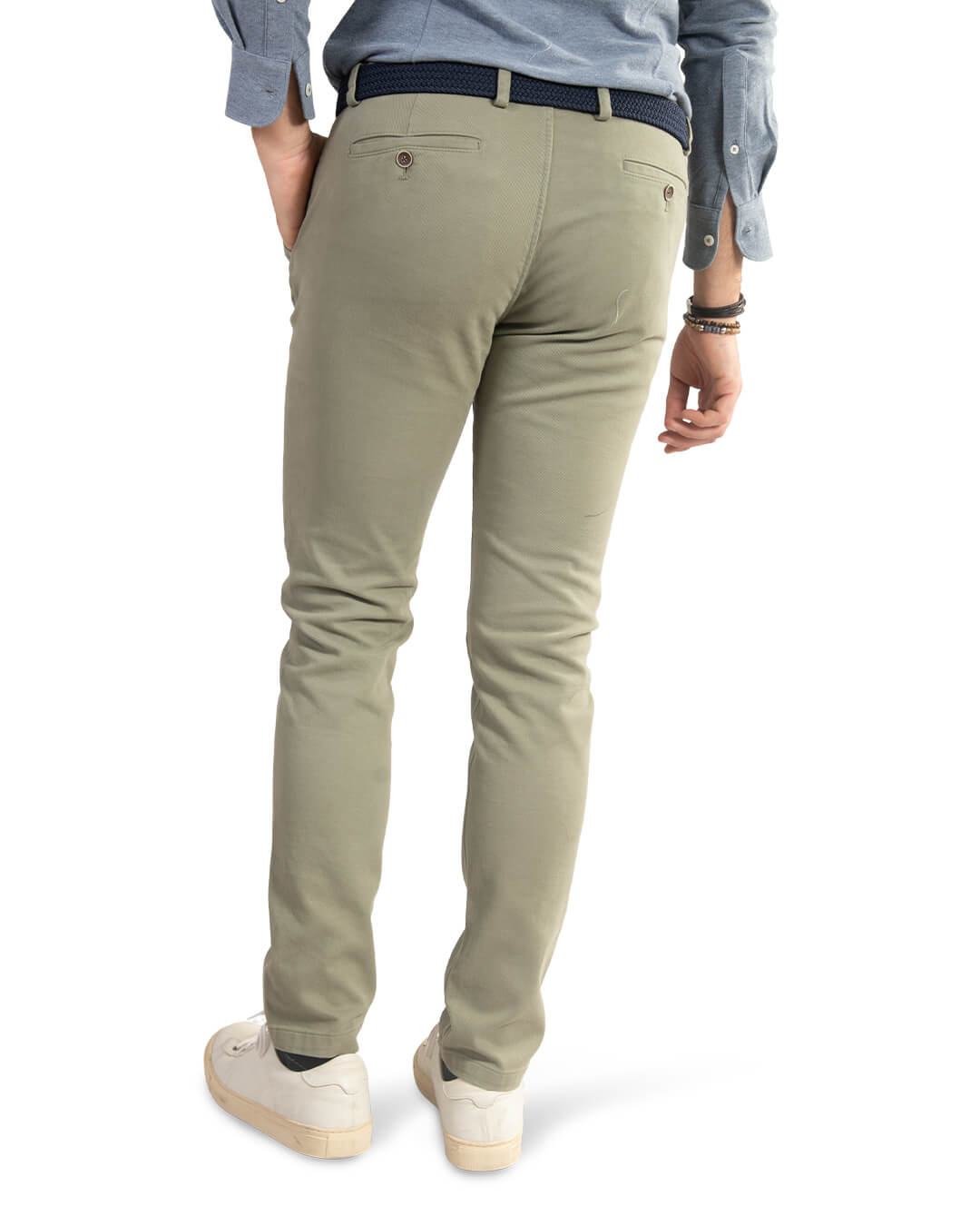 Light Olive Twill Garment Dyed Chino Trousers