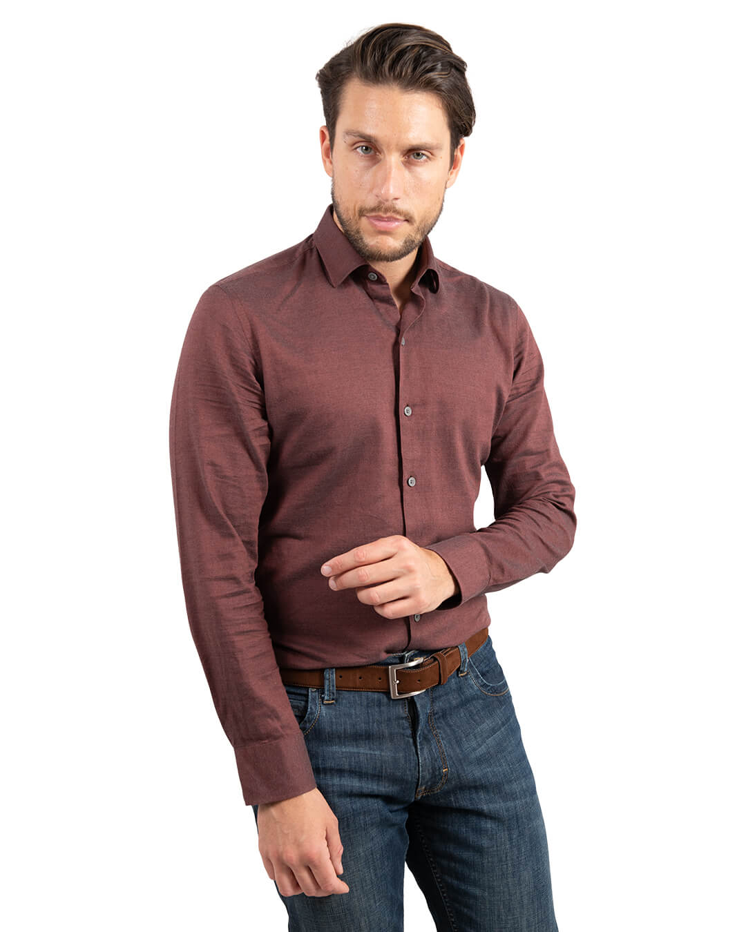Rust Cotton Flannel Shirt