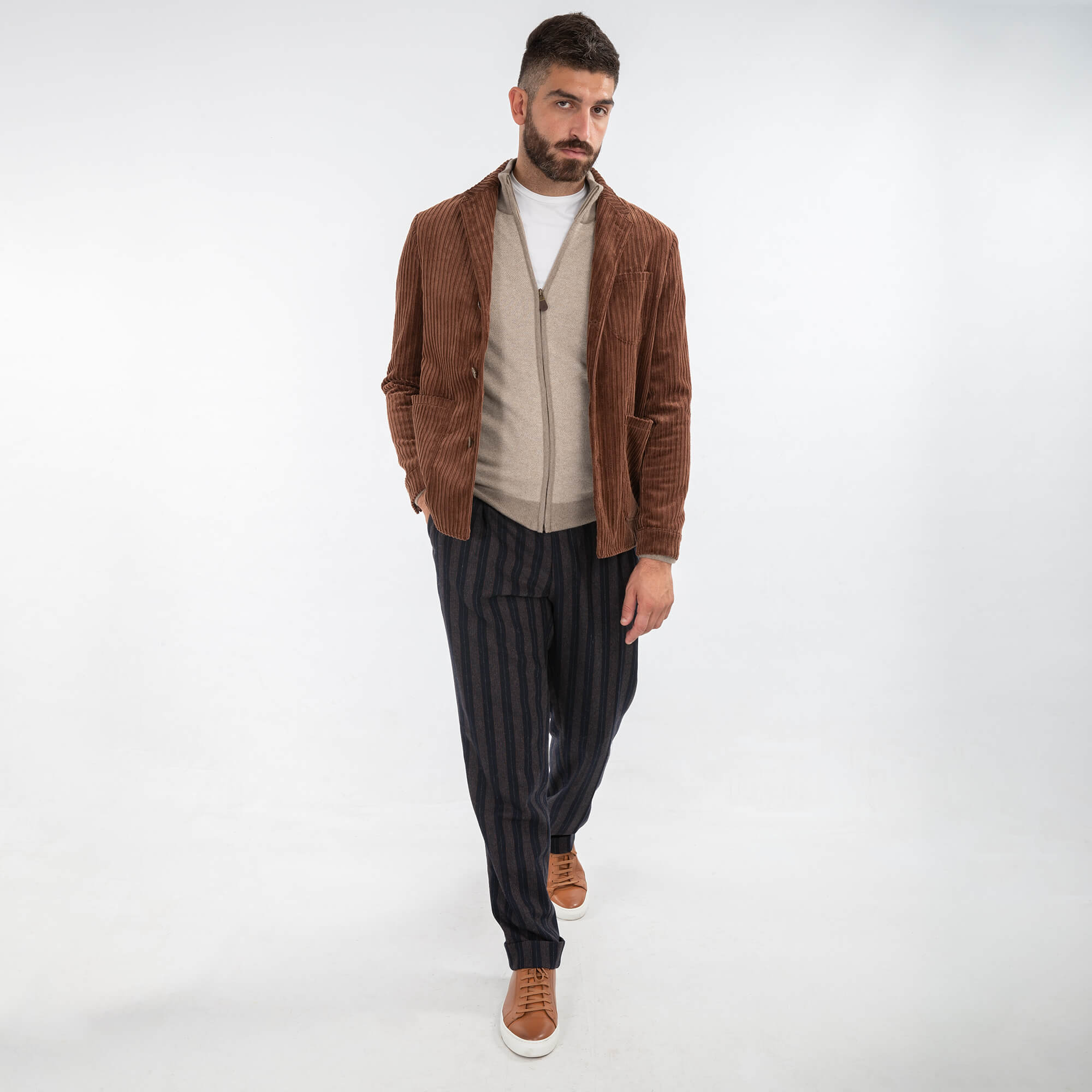 Navy With Orange Stripe Trouser