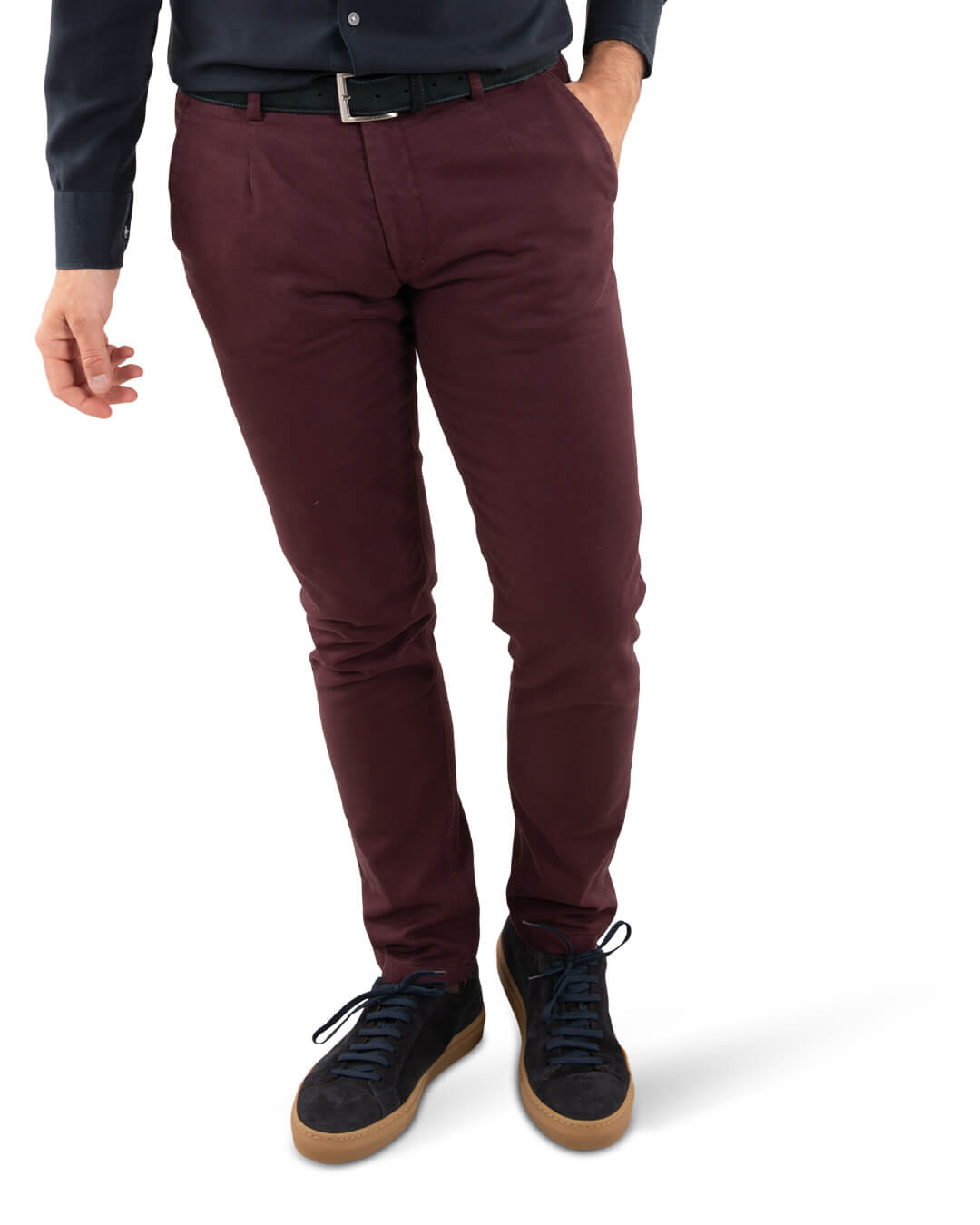 Burgundy Twill Garment Dyed Chino Trousers