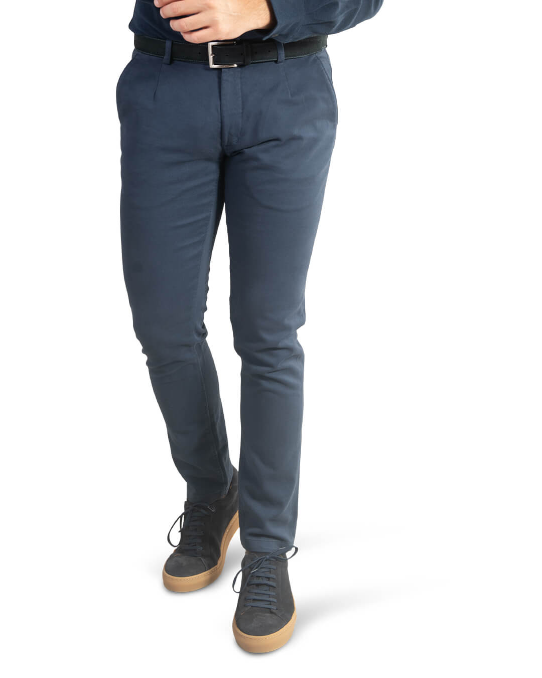 Navy Twill Garment Dyed Chino Trousers
