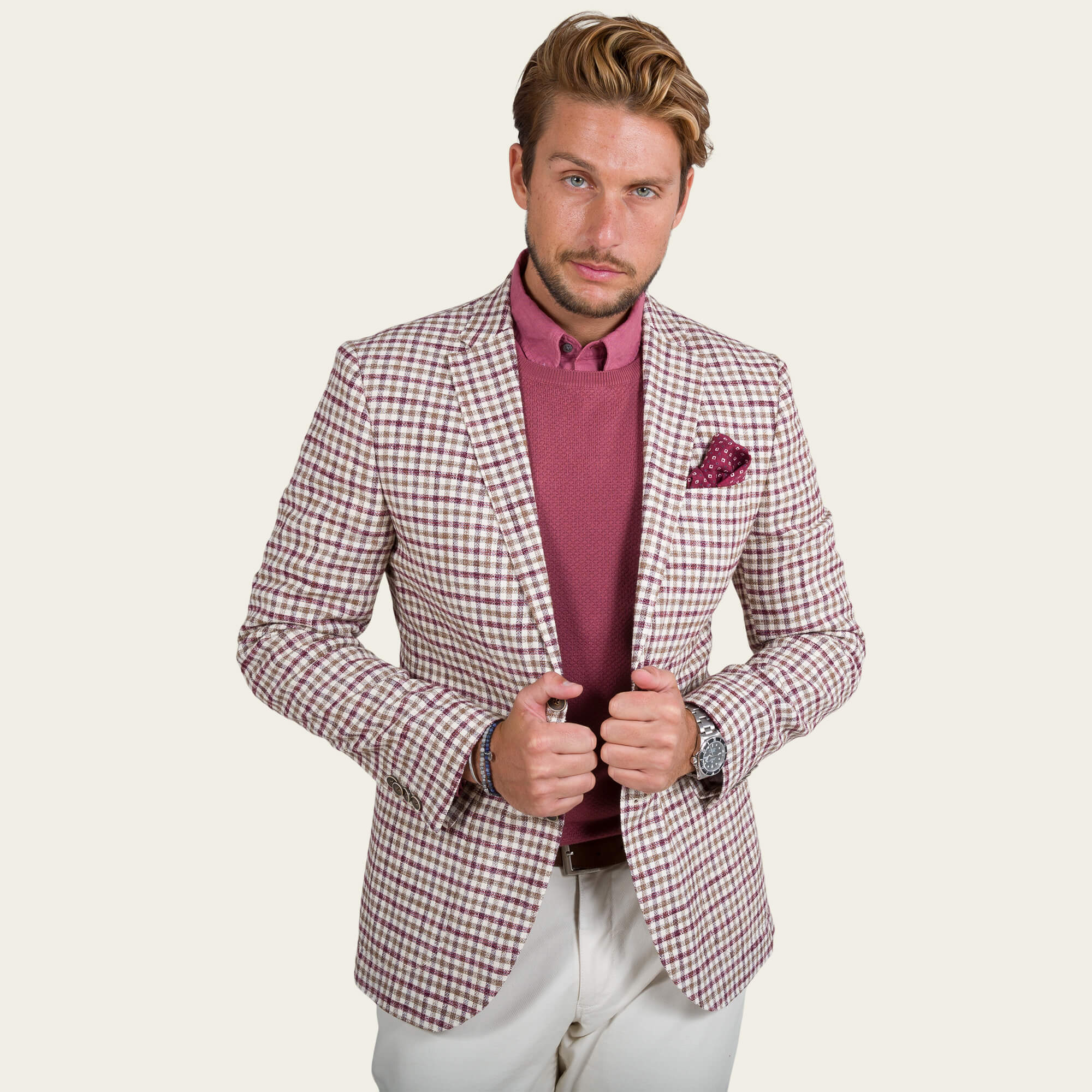 Red Malfile Gingham Check Jacket