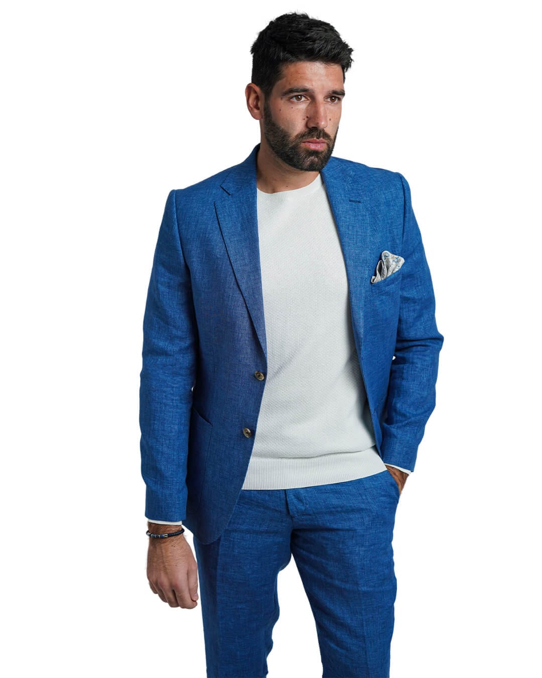 Gagliardi M&M Jackets Gagliardi Blue Italian Delave Linen Jacket