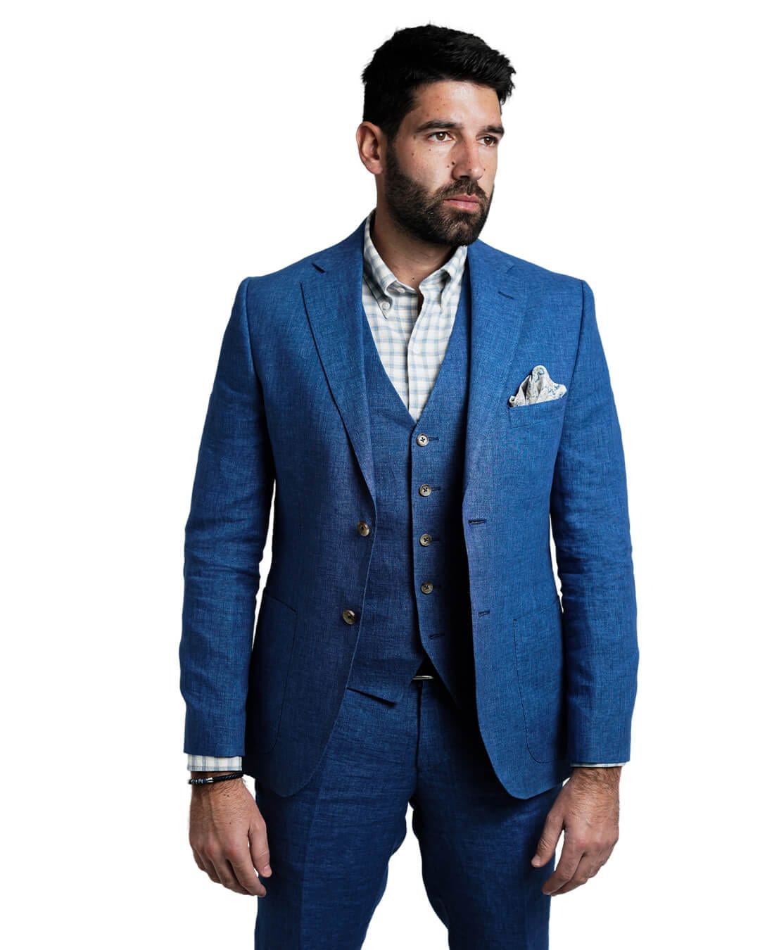 Gagliardi M&M Jackets Gagliardi Blue Italian Delave Linen Jacket