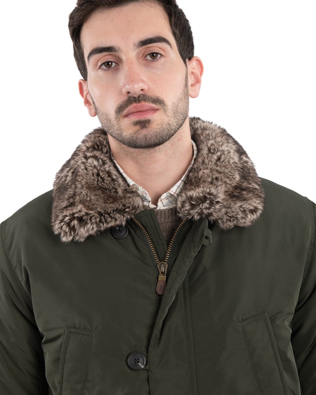 Gagliardi Outerwear Gagliardi Green Parka With Detachable Faux Fur Collar