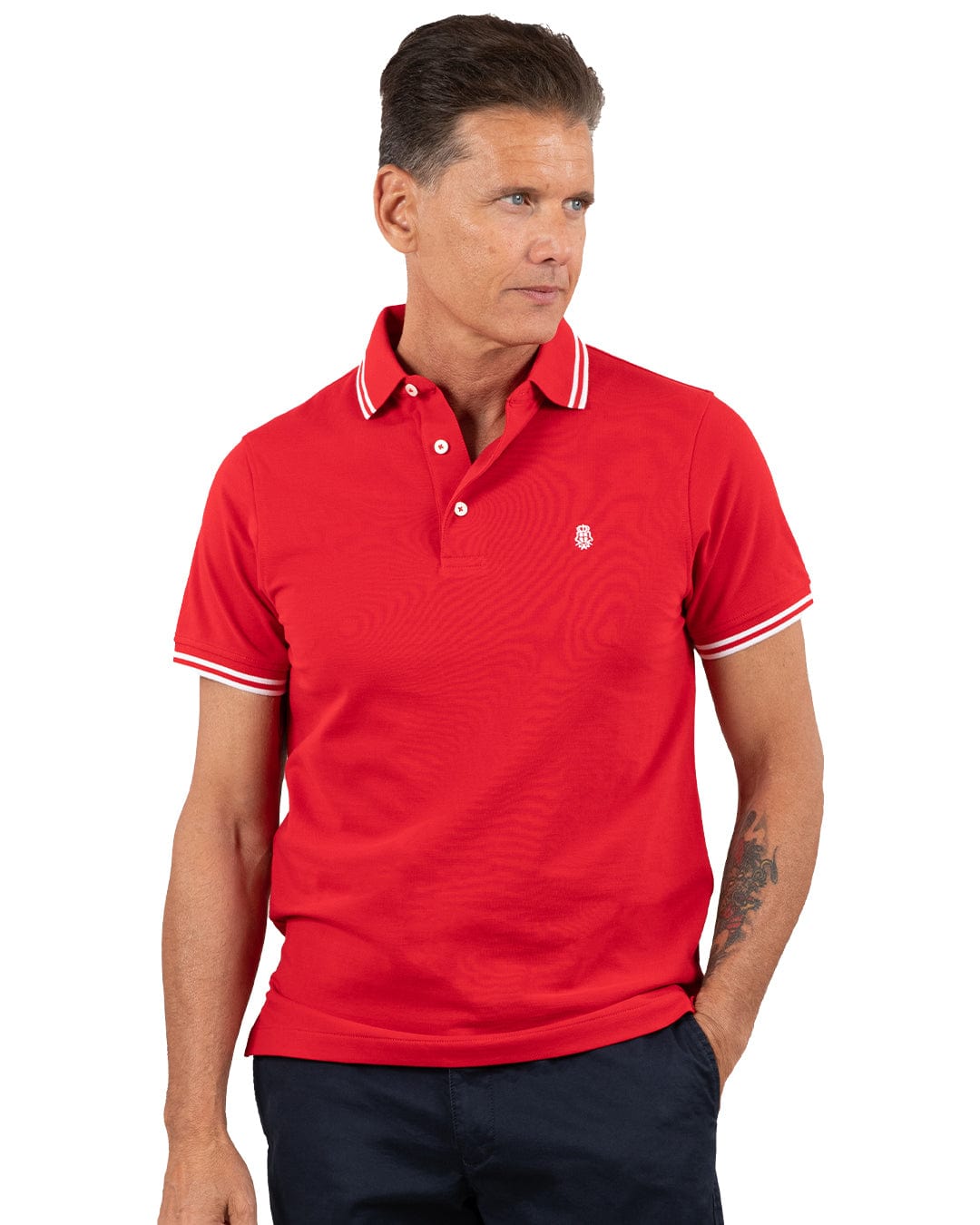 Gagliardi Polo Shirts Gagliardi Red Double Tipped Pique Polo Shirt