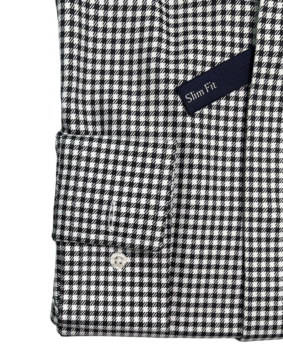 Gagliardi Shirts Gagliardi Black & White Oversized Gingham Classic Collar Shirt