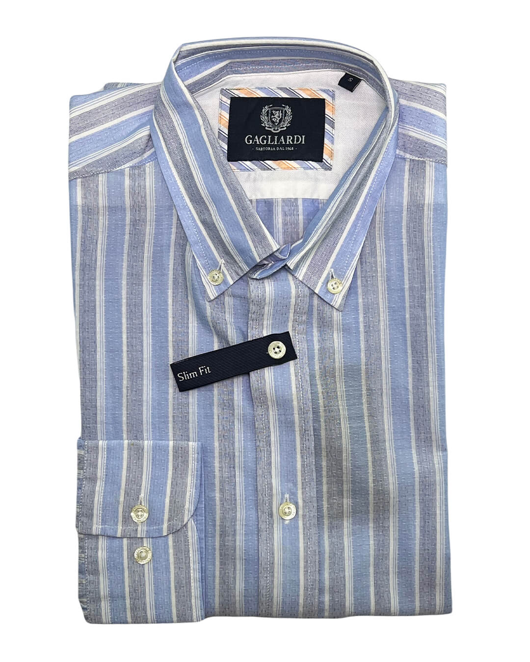 Gagliardi Shirts Gagliardi Blue Bold Stripe Jacquard Shirt