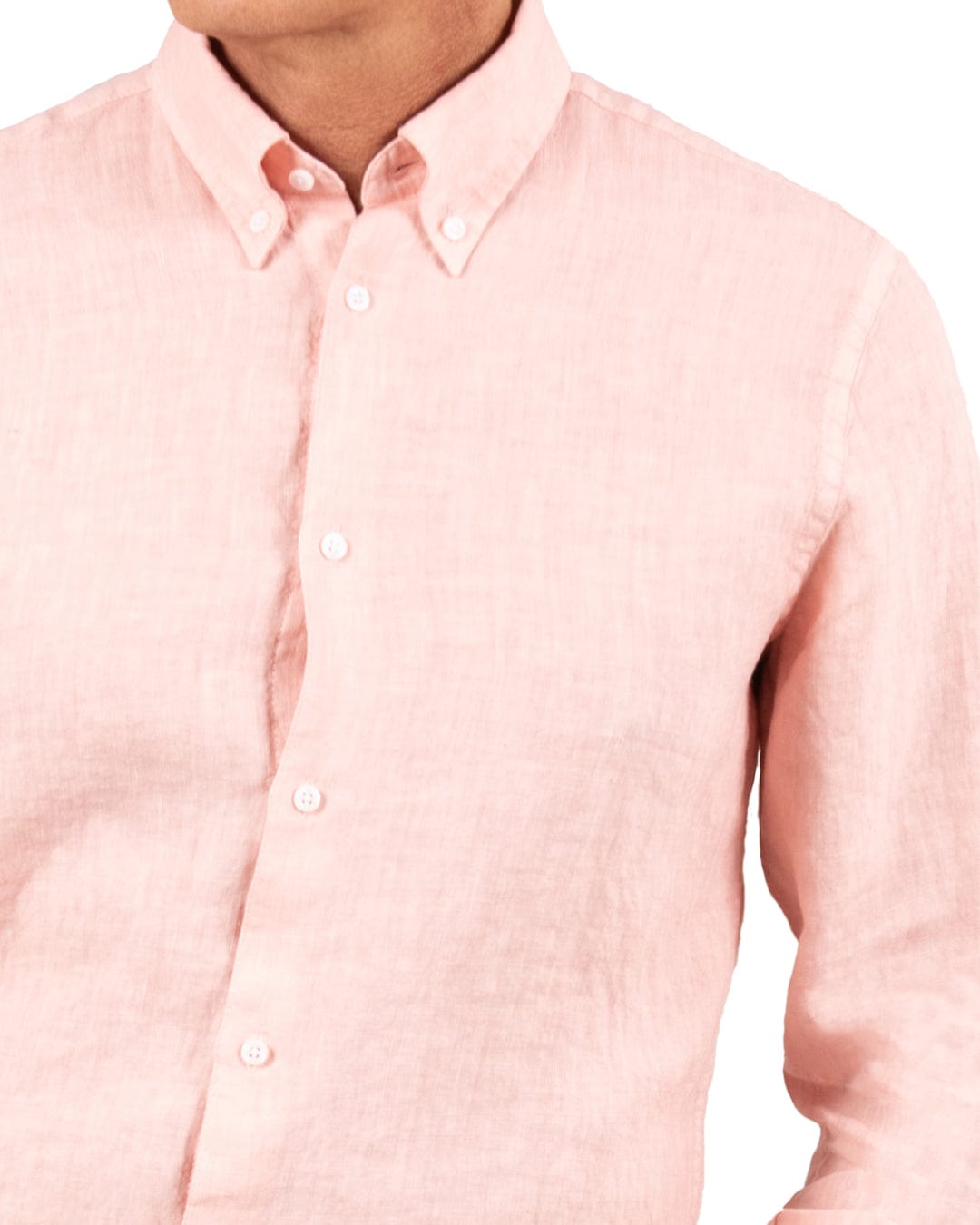 Gagliardi Shirts Gagliardi Peach Slim Fit Linen Button-Down Shirt