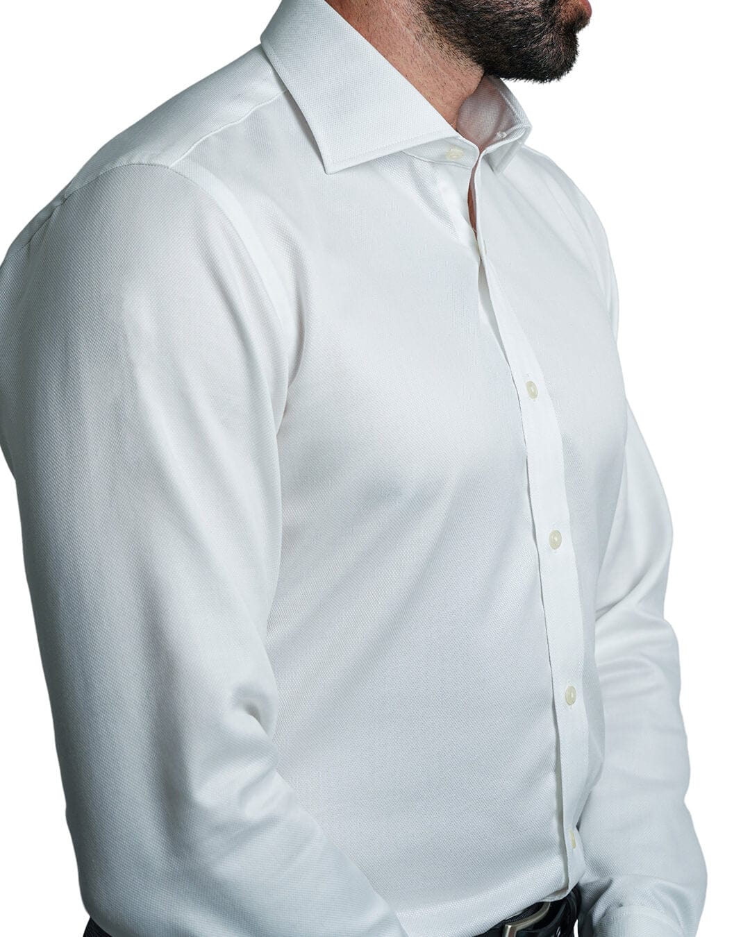 Gagliardi Shirts Gagliardi White Diamond Weave Double Cuff Non-Iron Shirt
