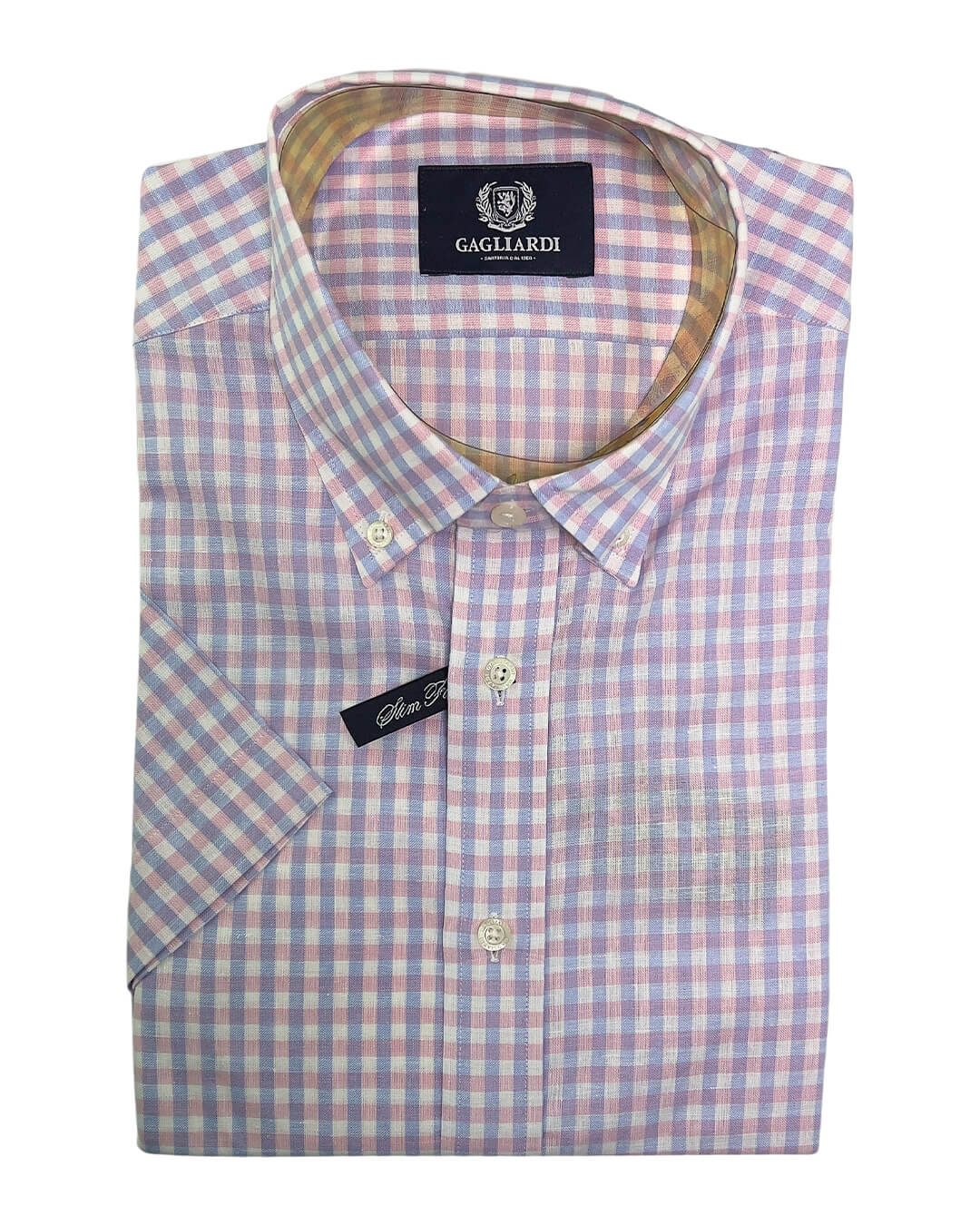 Gagliardi Shirts Gagliardi White Sky & Pink Check Shirt