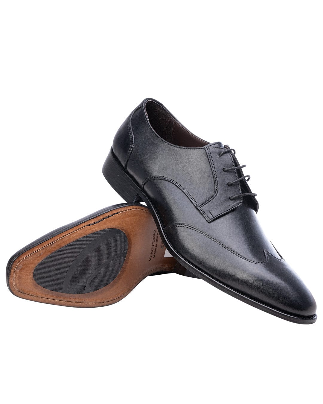 Gagliardi Shoes Gagliardi Black Made in Italy Wing Tip Oxford Shoes