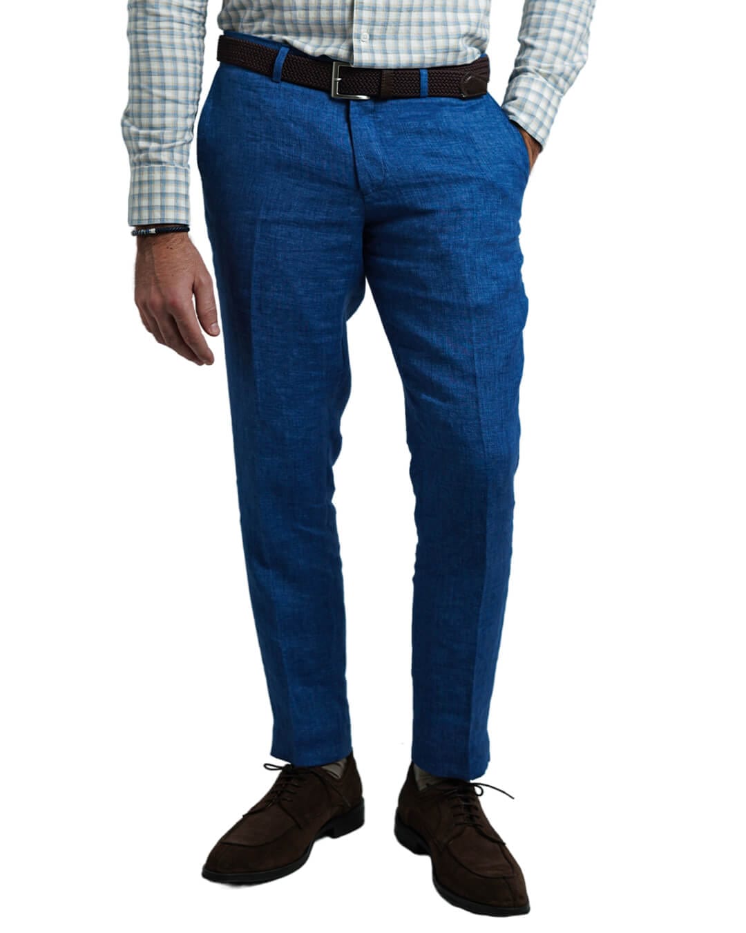 Gagliardi Trousers Gagliardi Blue Italian Delave Linen Trousers