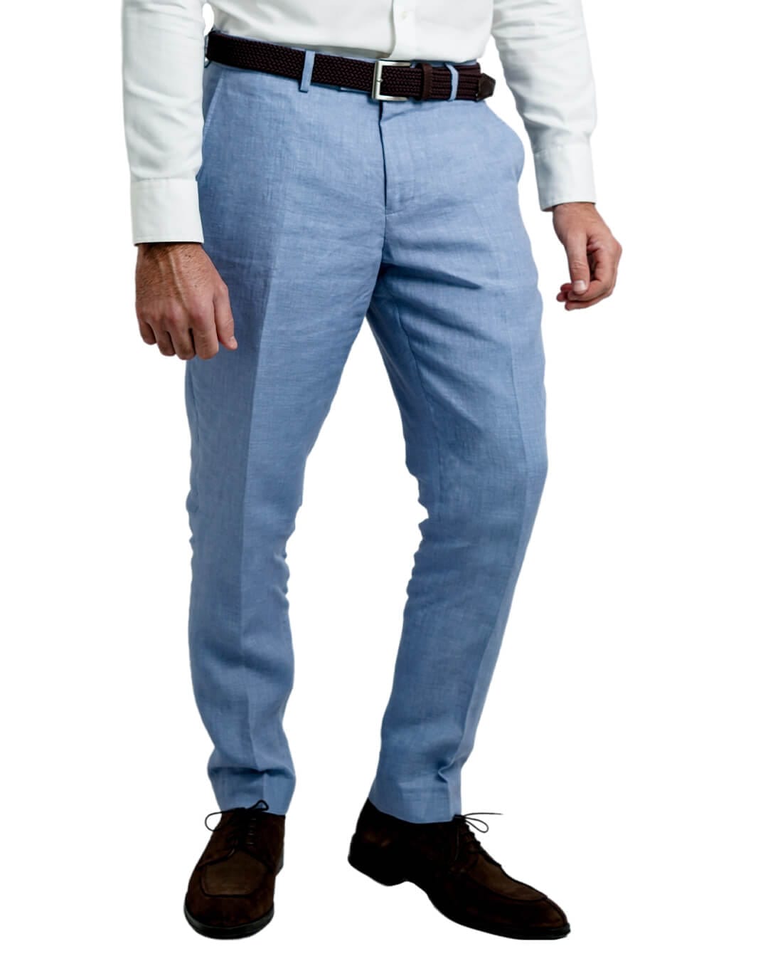 Gagliardi Trousers Gagliardi Plain Sky Blue Linen Trousers