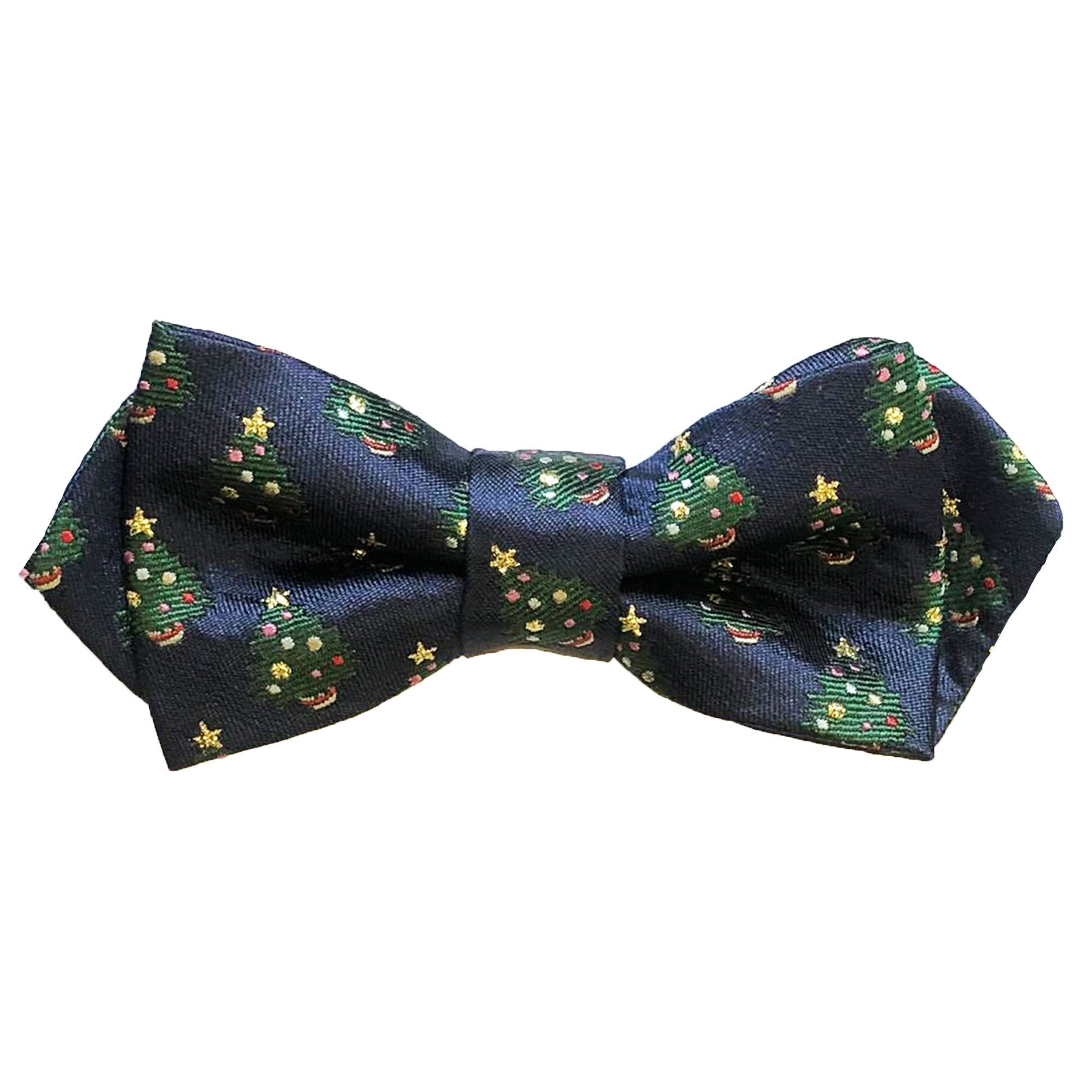 Blue With Green Christmas Tree Bow Tie